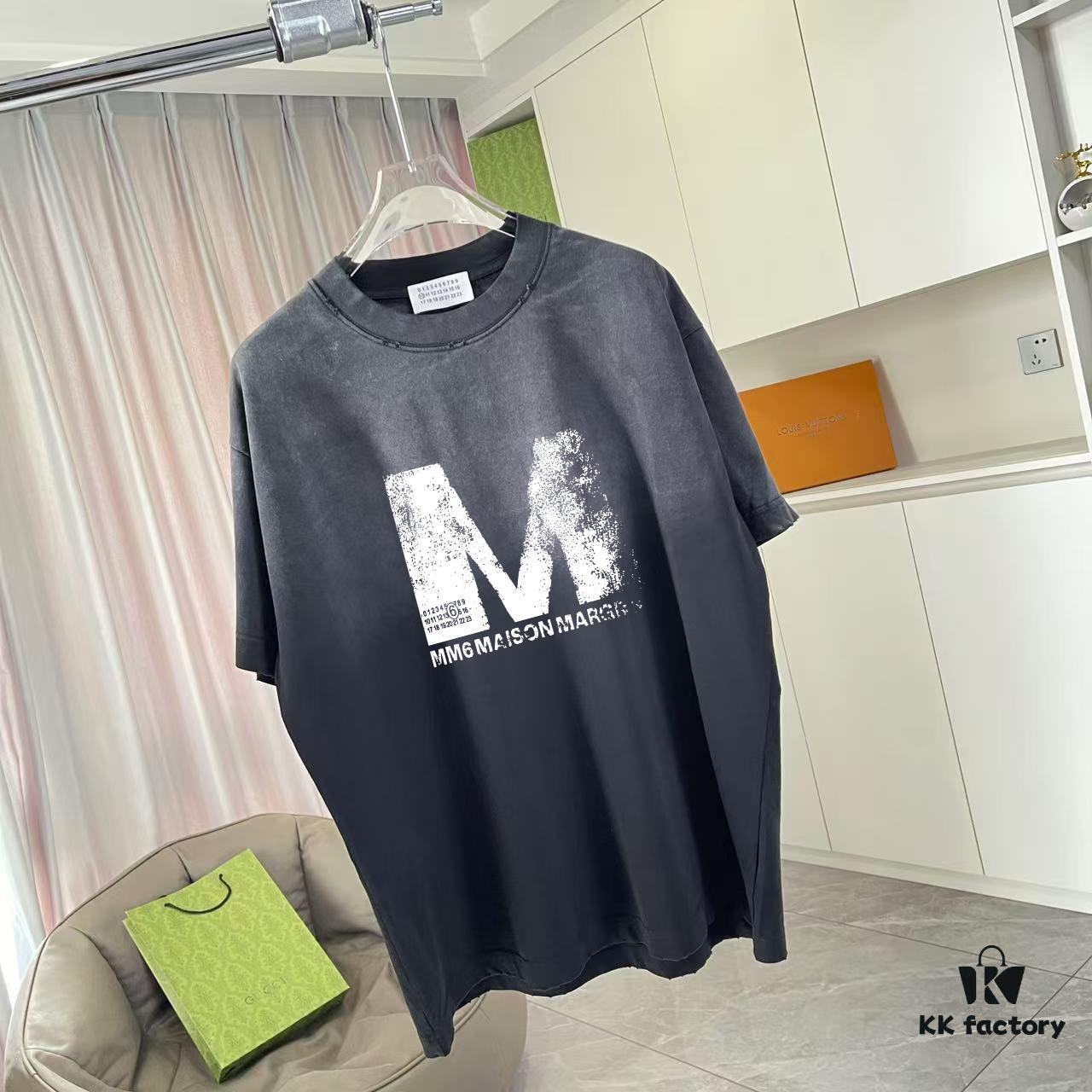 6931a1d1ccd8ab3d7af95e33 MM6 Maison Margiela 2025 Summer New Arrival Distressed Gradient Vintage Short Sleeve T-Shirt with Custom Fabric 320g and Signature Logo Print Unisex