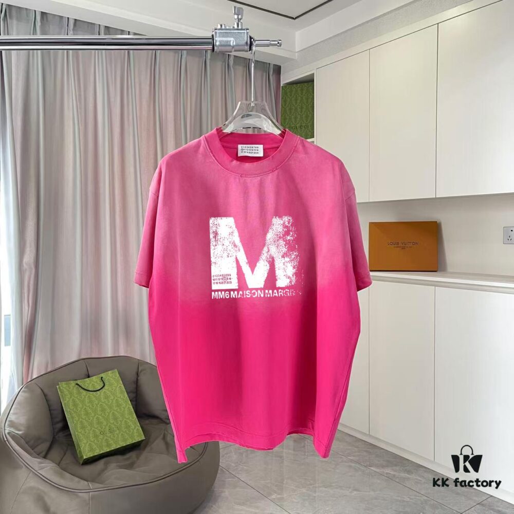 MM6 Maison Margiela 2025 Summer New Arrival Distressed Gradient Worn-Out Personalized Logo Print Custom Fabric 320g Short Sleeve T-Shirt Unisex