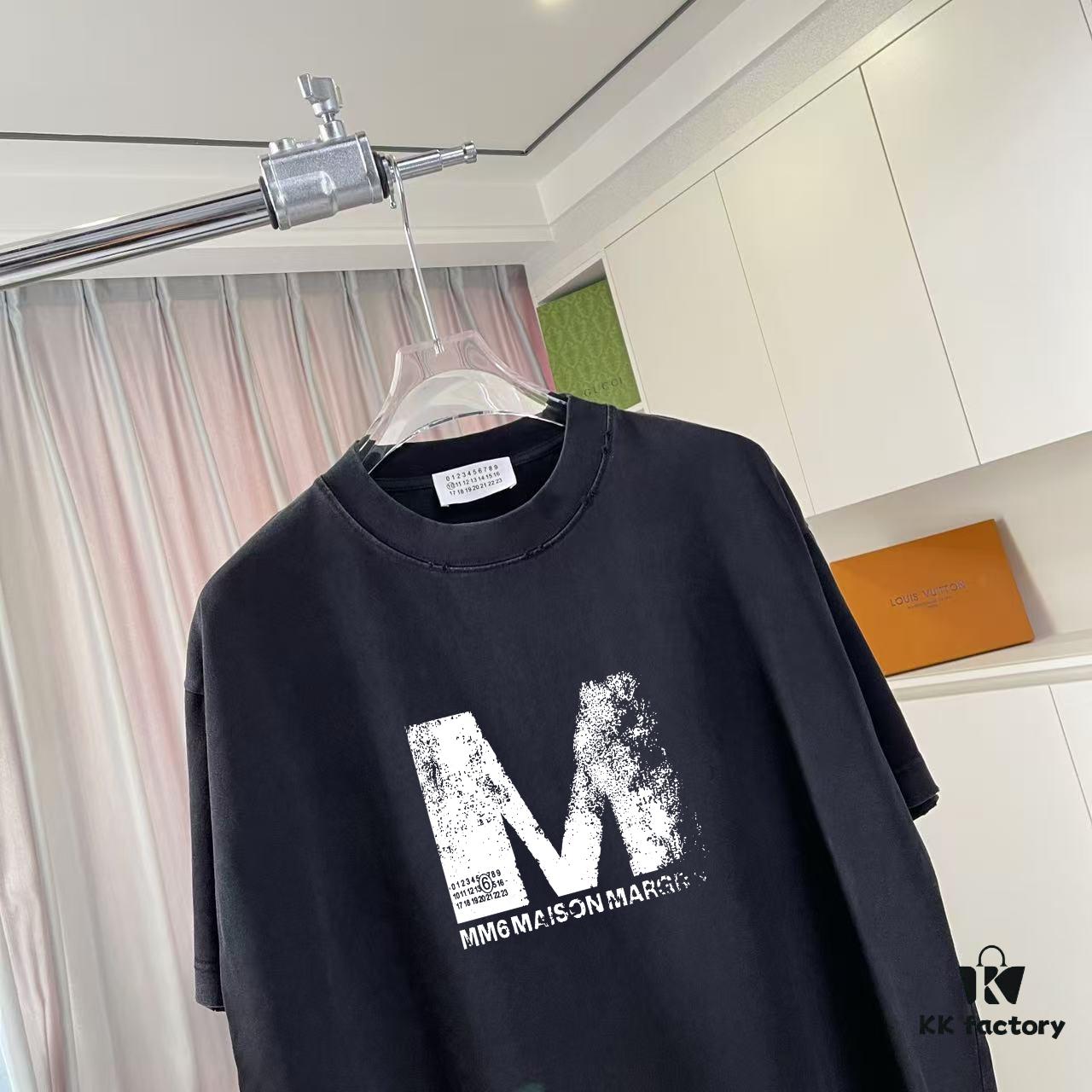 6931a1d2ccd8ab3d7af95e44 MM6 Maison Margiela 2025 Summer New Arrival Distressed Ombre Vintage Short Sleeve T-Shirt with Custom Fabric 320g and Signature Logo Print Unisex