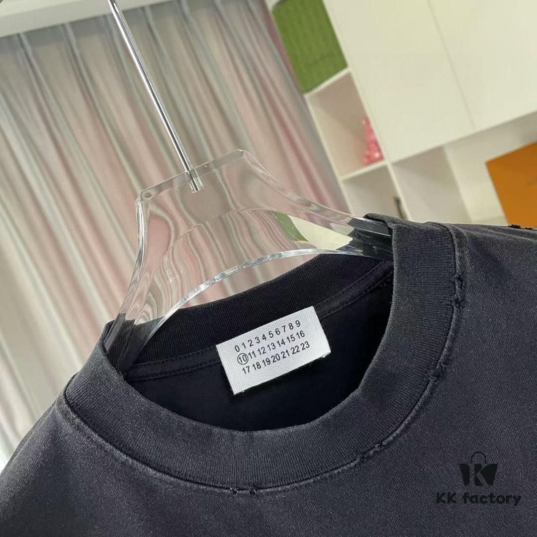6931a1d2ccd8ab3d7af95e45 MM6 Maison Margiela 2025 Summer New Arrival Distressed Ombre Graphic Print Short Sleeve T-Shirt Custom 320g Fabric Unisex