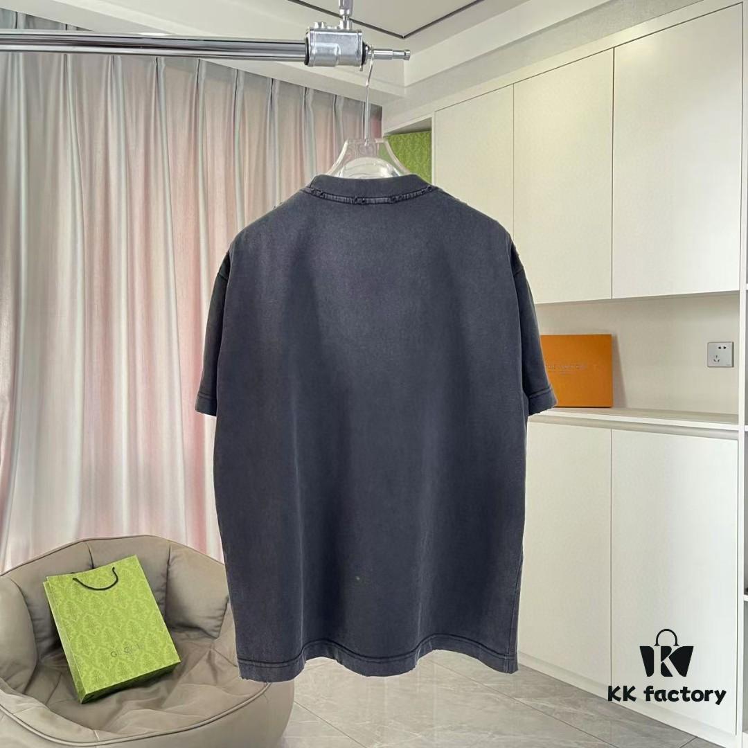 6931a1d2ccd8ab3d7af95e48 MM6 Maison Margiela 2025 Summer New Arrival Distressed Gradient Vintage Short Sleeve T-Shirt with Signature Logo Print, Custom 320g Fabric Unisex Design