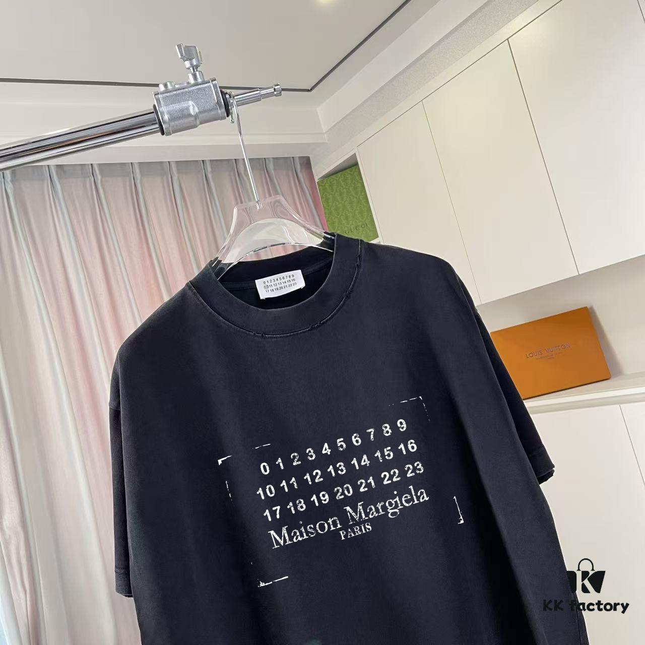 6931a1d4ccd8ab3d7af95e5a MM6 Maison Margiela 2025 Summer New Arrival Distressed Ombre Vintage Short Sleeve T-Shirt with Unique Logo Print, Custom 320g Fabric, Unisex Design