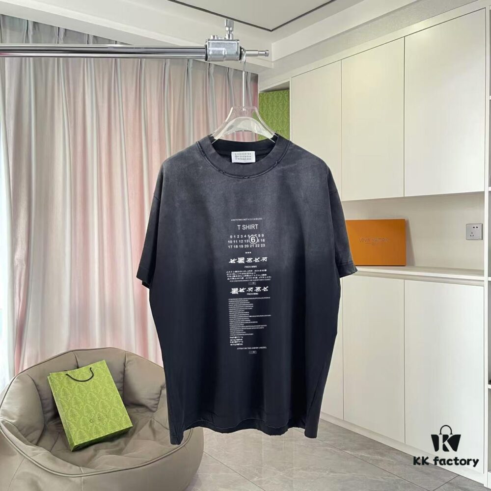 6931a1d4ccd8ab3d7af95e5e MM6 Maison Margiela 2025 Summer New Arrival Distressed Gradient Worn-Out Design with Signature Logo Print Custom 320g Fabric Short Sleeve T-Shirt Unisex
