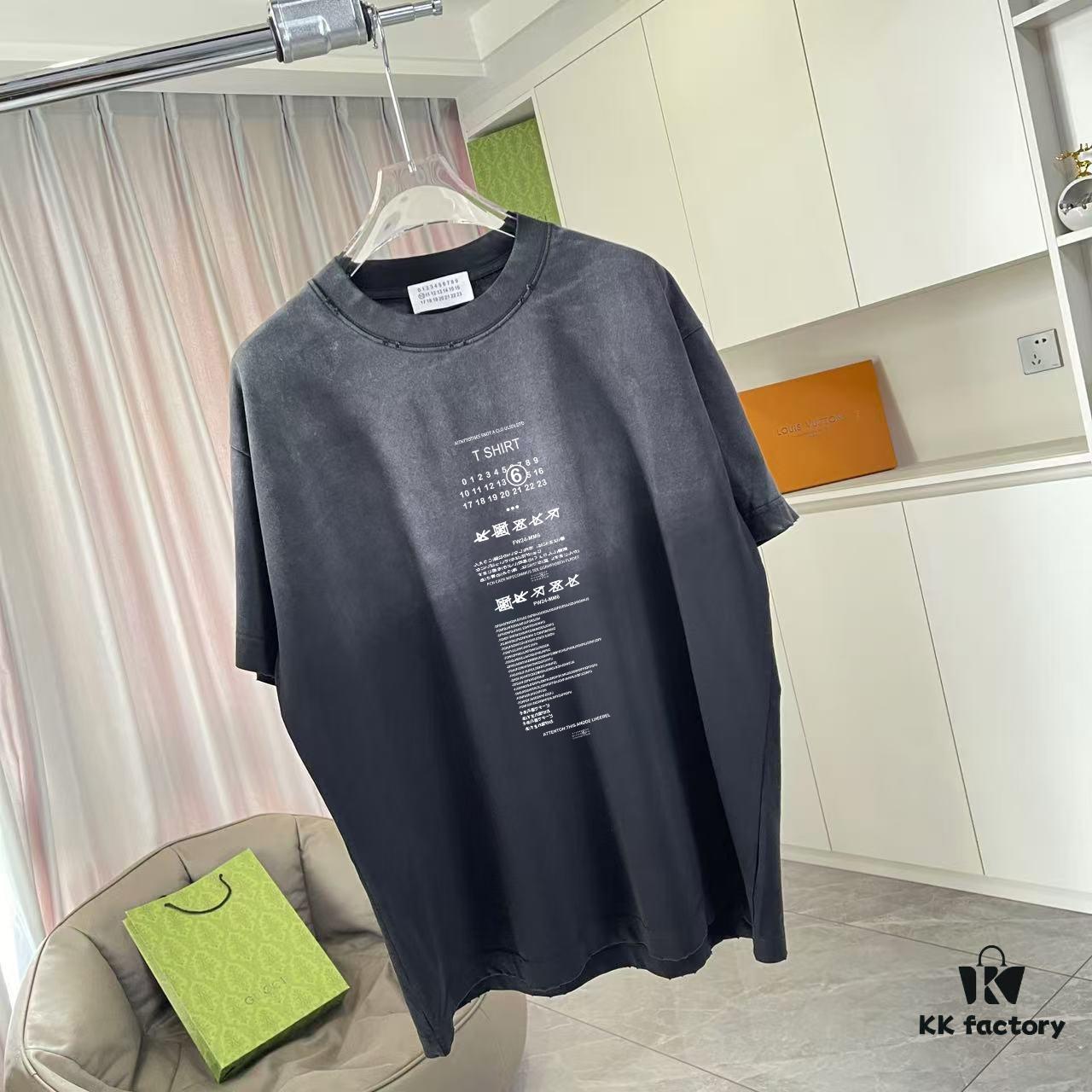 6931a1d4ccd8ab3d7af95e5f MM6 Maison Margiela 2025 Summer New Arrival Distressed Gradient Worn-Out Design with Signature Logo Print Custom 320g Fabric Short Sleeve T-Shirt Unisex