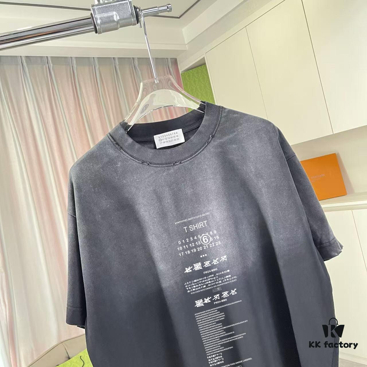 6931a1d4ccd8ab3d7af95e60 MM6 Maison Margiela 2025 Summer New Arrival Distressed Gradient Worn-Out Design with Signature Logo Print Custom 320g Fabric Short Sleeve T-Shirt Unisex