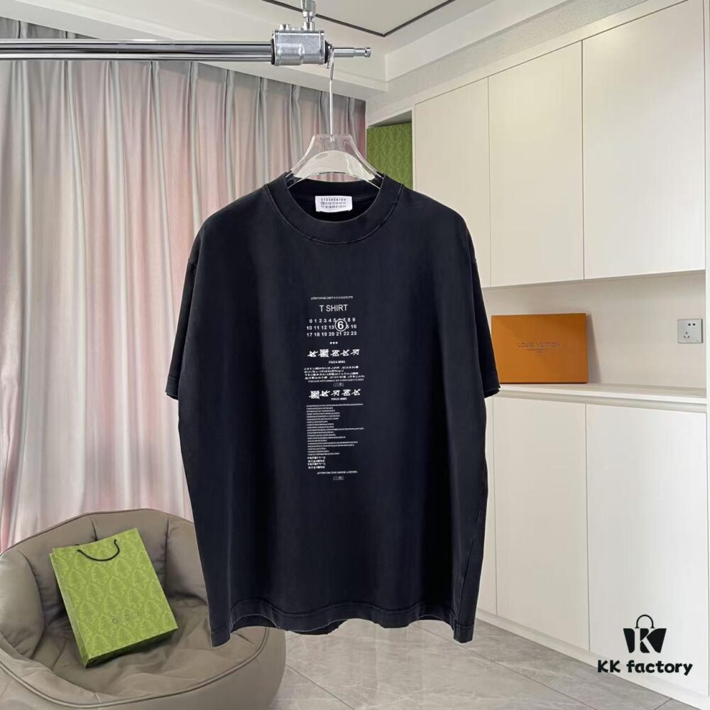 MM6 Maison Margiela 2025 Summer New Arrival Distressed Ombre Vintage Short Sleeve T-Shirt with Custom Fabric 320g and Signature Logo Print Unisex