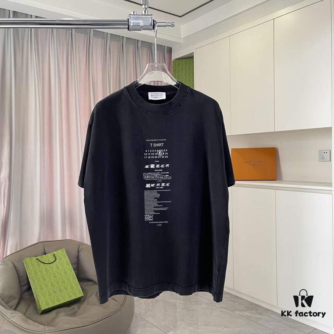 6931a1d5ccd8ab3d7af95e64 MM6 Maison Margiela 2025 Summer New Arrival Distressed Ombre Vintage Short Sleeve T-Shirt with Custom Fabric 320g and Signature Logo Print Unisex