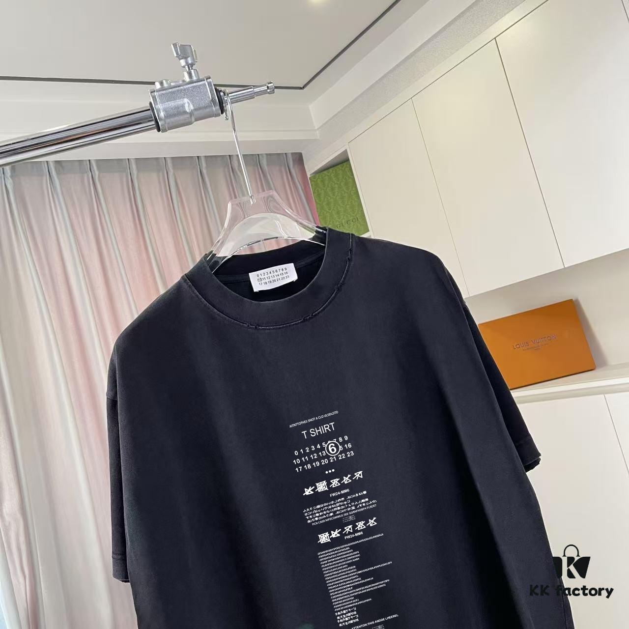 6931a1d5ccd8ab3d7af95e66 MM6 Maison Margiela 2025 Summer New Arrival Distressed Ombre Vintage Short Sleeve T-Shirt with Custom Fabric 320g and Signature Logo Print Unisex