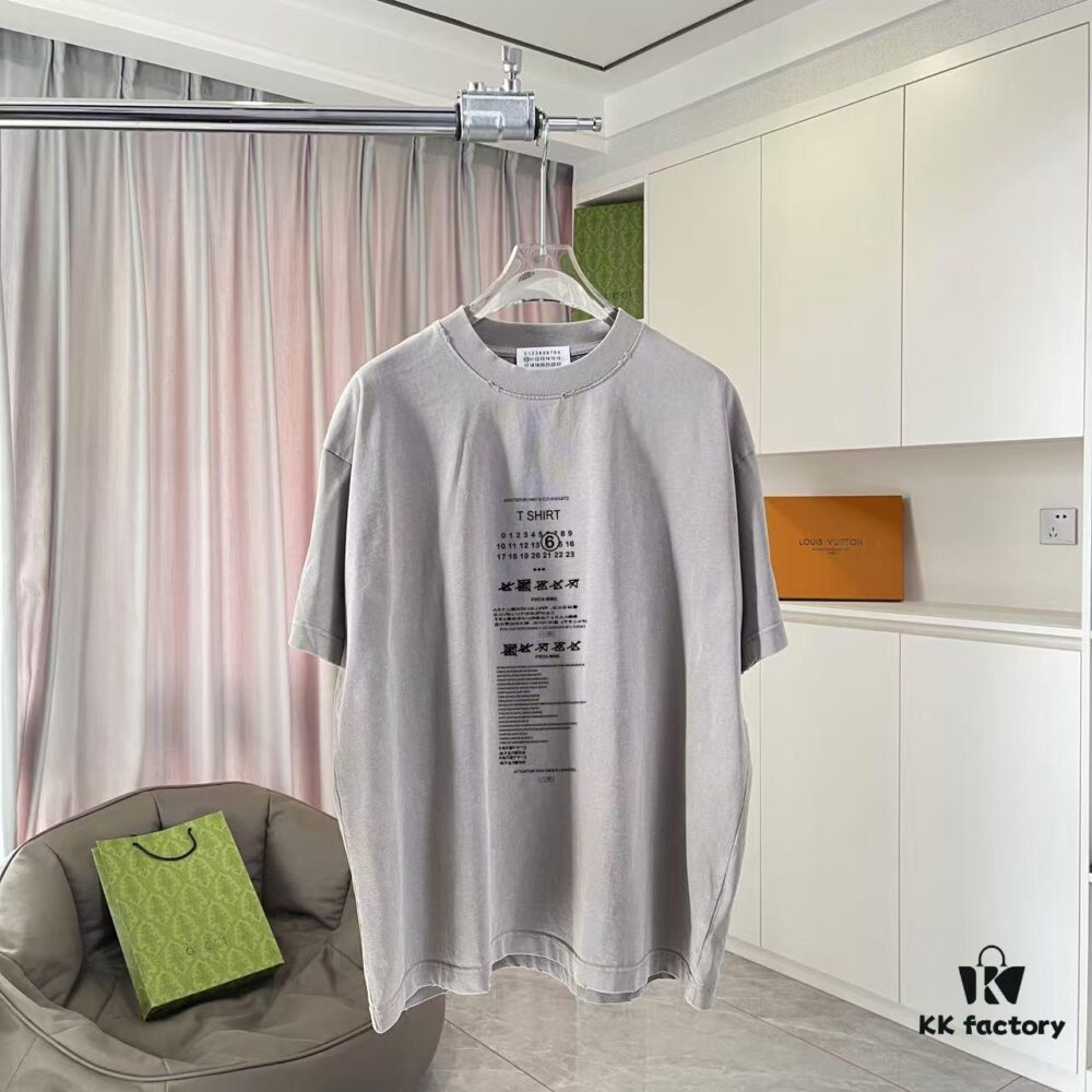 6931a1d6ccd8ab3d7af95e67 MM6 Maison Margiela 2025 Summer New Arrival Distressed Gradient Vintage Short Sleeve T-Shirt with Signature Logo Print, Custom 320g Fabric, Unisex Design