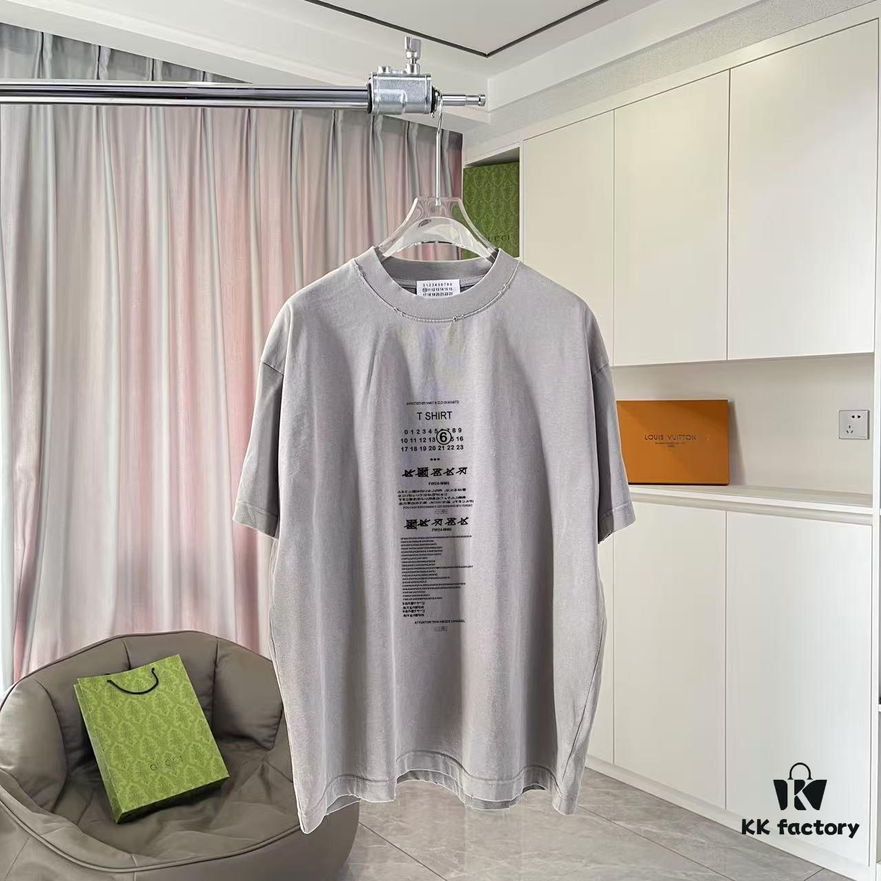 6931a1d6ccd8ab3d7af95e67 MM6 Maison Margiela 2025 Summer New Arrival Distressed Gradient Vintage Short Sleeve T-Shirt with Signature Logo Print, Custom 320g Fabric, Unisex Design