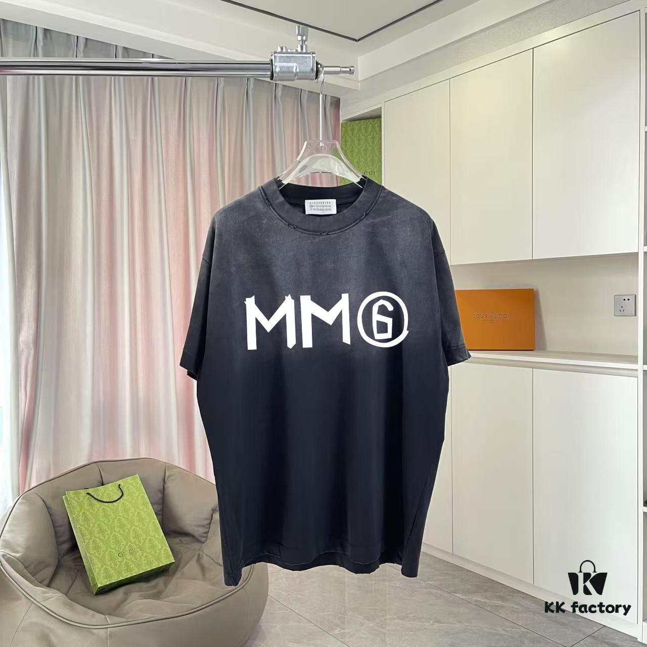 6931a1d6ccd8ab3d7af95e6a MM6 Maison Margiela 2025 Summer New Arrival Distressed Ombre Vintage Short Sleeve T-Shirt with Custom Fabric 320g and Signature Logo Print Unisex