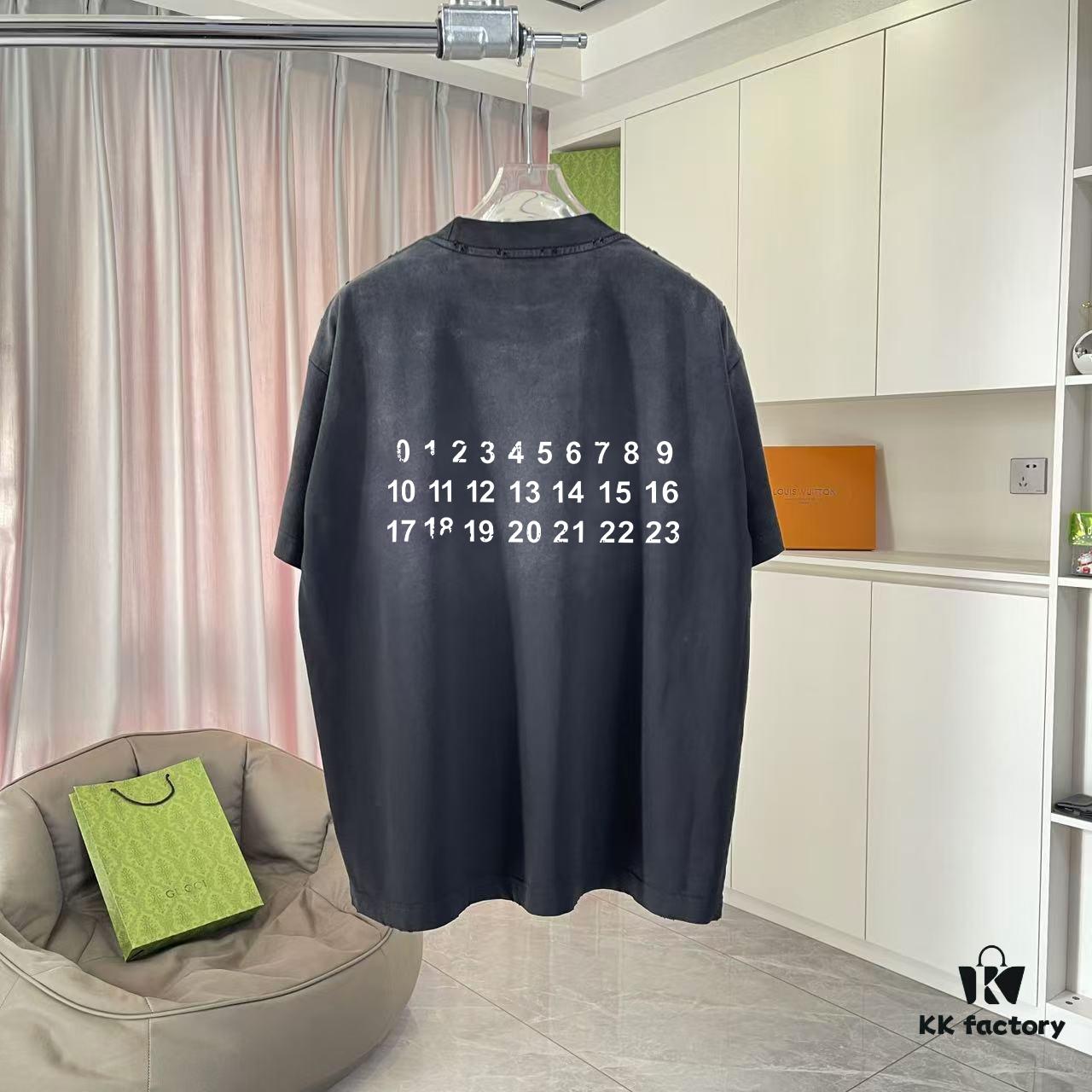 6931a1d6ccd8ab3d7af95e6d MM6 Maison Margiela 2025 Summer New Arrival Distressed Ombre Vintage Short Sleeve T-Shirt with Custom Fabric 320g and Signature Logo Print Unisex