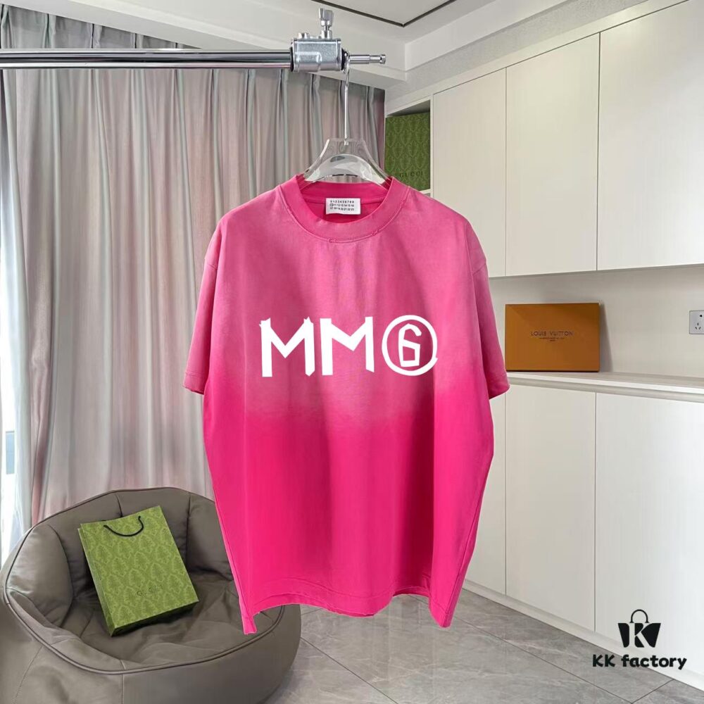 6931a1d6ccd8ab3d7af95e6e MM6 Maison Margiela 2025 Summer New Arrival Distressed Gradient Worn Vintage Logo Print Custom 320g Fabric Short Sleeve T-Shirt Unisex