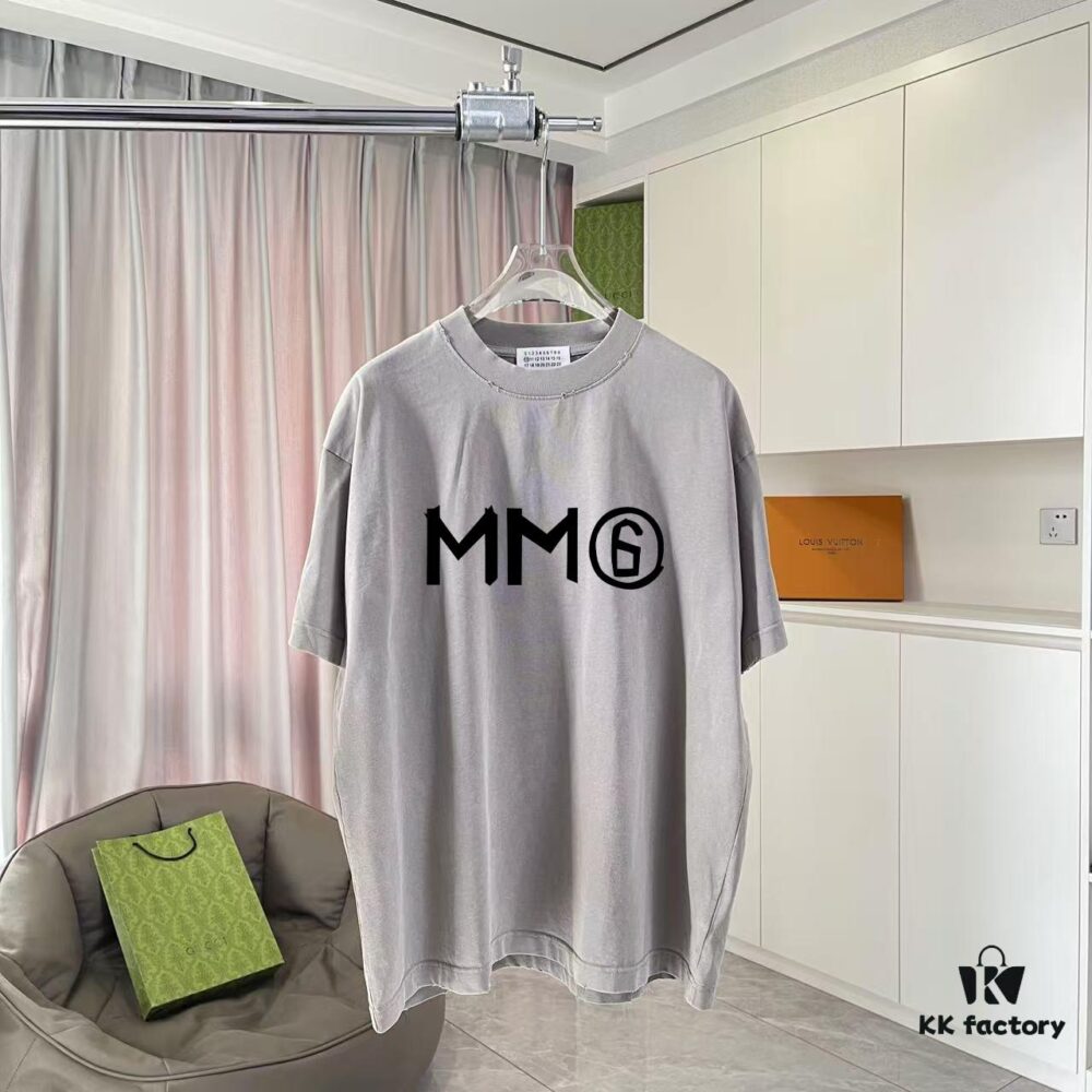 MM6 Maison Margiela 2025 Summer New Arrival Distressed Ombre Vintage Short Sleeve T-Shirt with Unique Logo Print, Custom 320g Fabric, Unisex Design