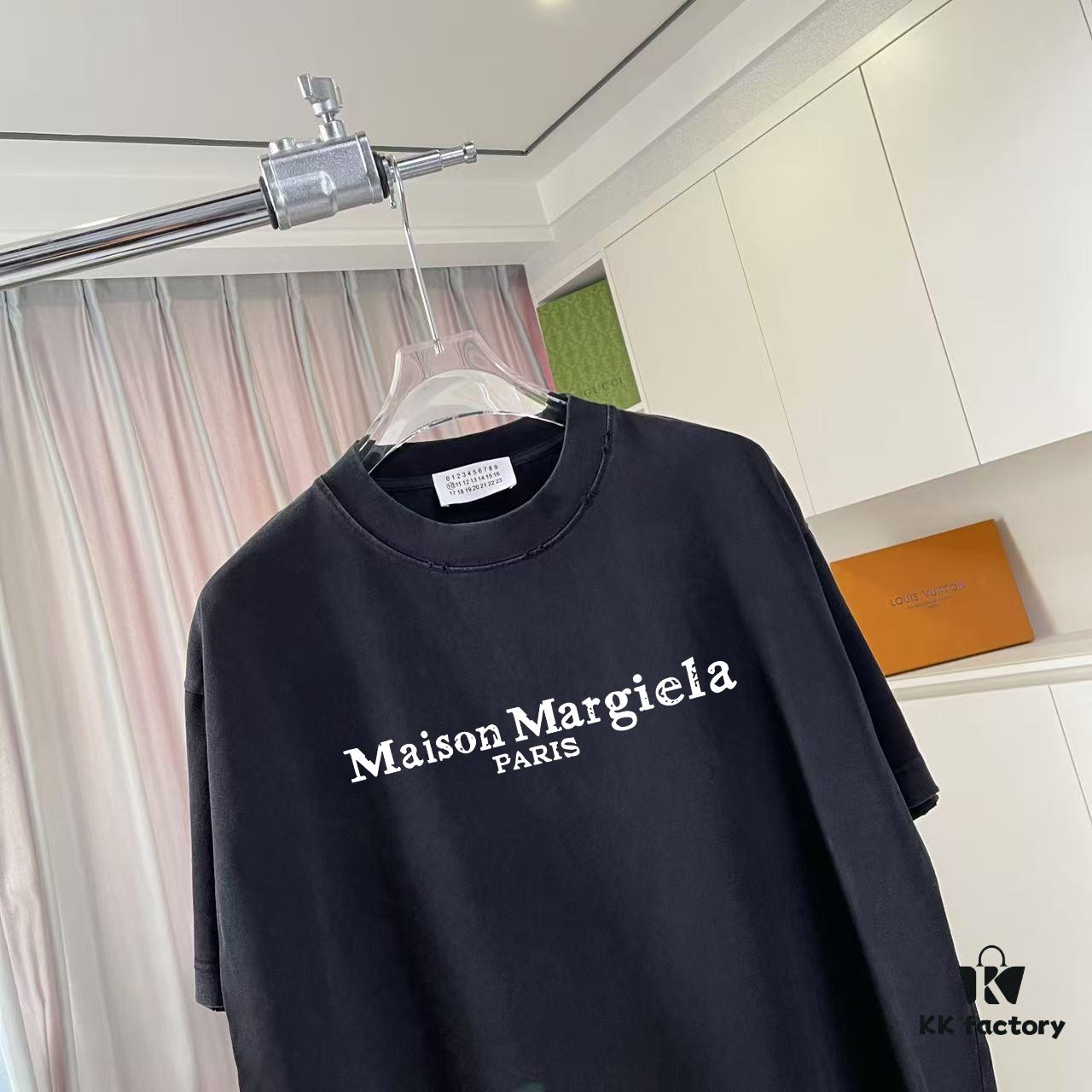6931a1d8ccd8ab3d7af95e82 MM6 Maison Margiela 2025 Summer New Arrival Distressed Gradient Vintage Short Sleeve T-Shirt with Signature Logo Print, Custom 320g Fabric Unisex Design