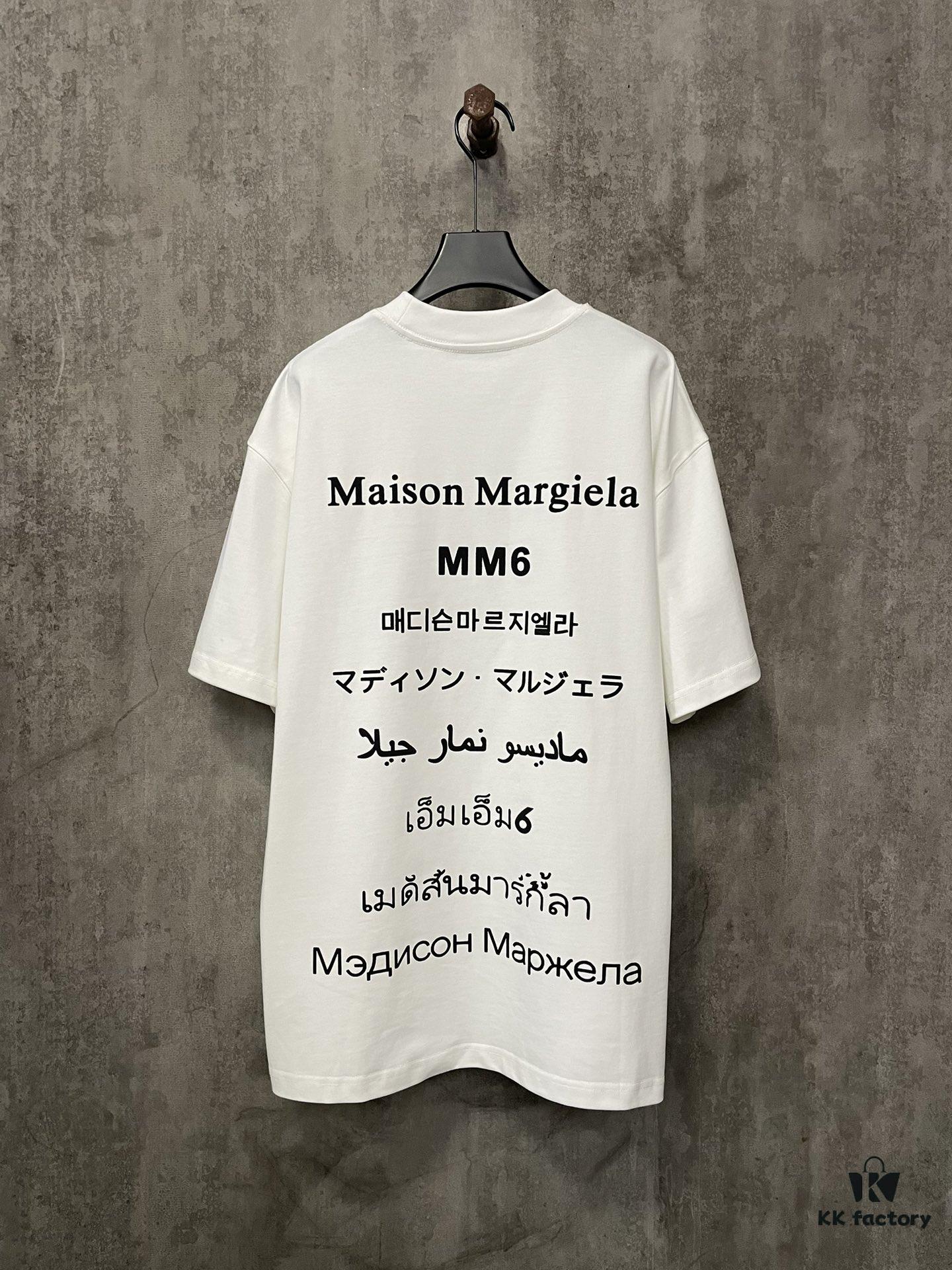 6931a1e3ccd8ab3d7af95f4d Heavyweight 380g Short Sleeve T-Shirt for Autumn and Winter, Martin Mariela MM6 24SS Eight-Language Letter Puff Print