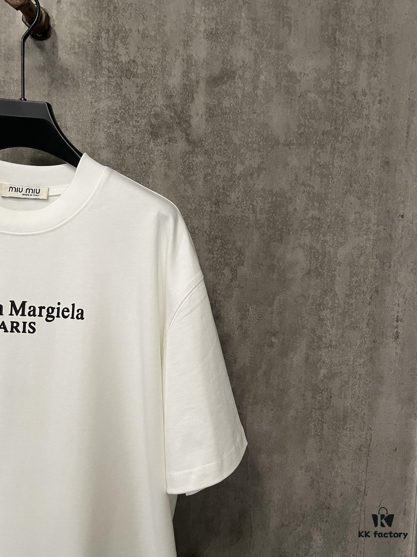 6931a1e4ccd8ab3d7af95f50 Heavyweight 380g Short Sleeve T-Shirt for Autumn and Winter, Martin Mariela MM6 24SS Eight-Language Letter Puff Print