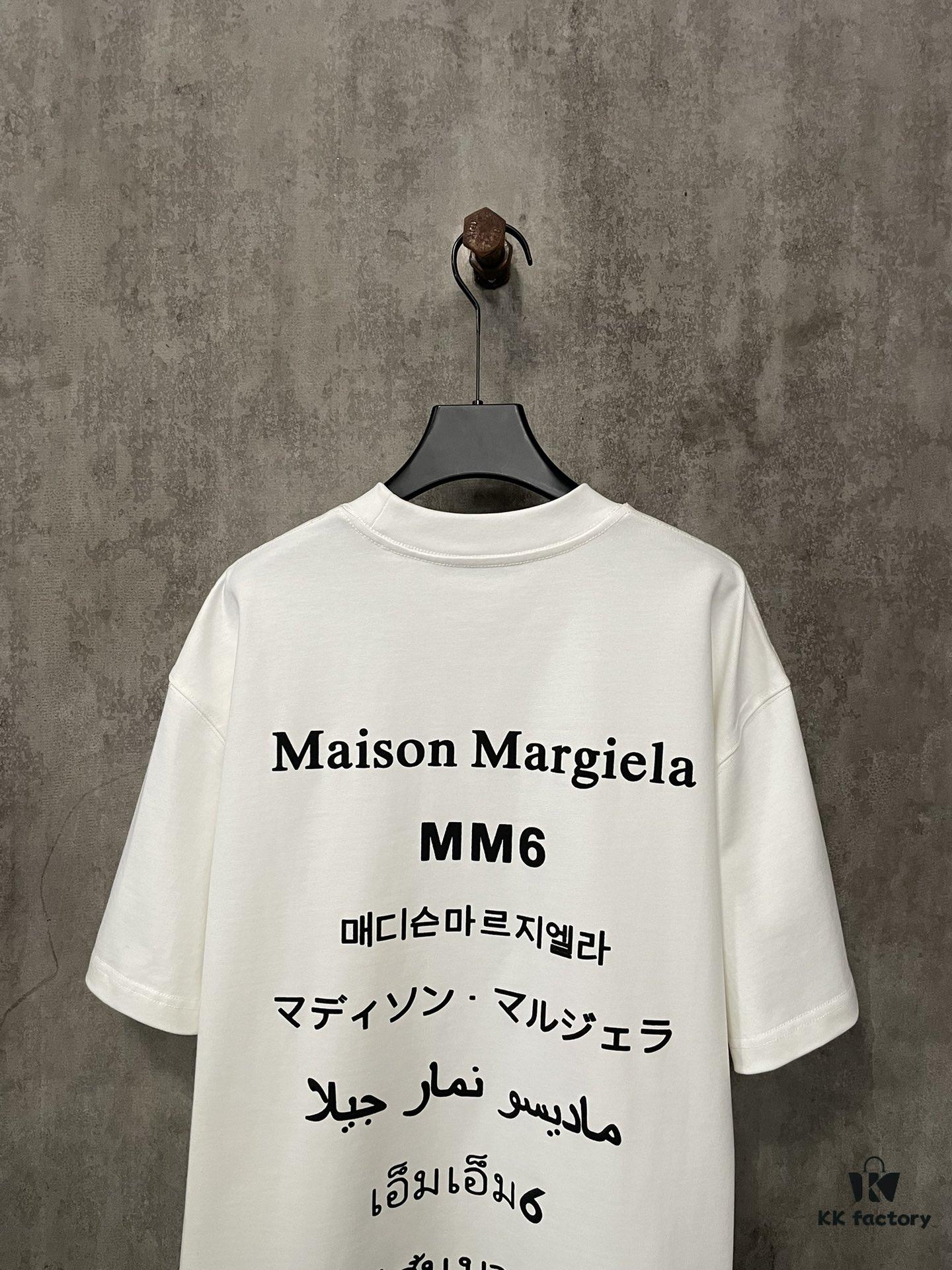 6931a1e4ccd8ab3d7af95f51 Heavyweight 380g Short Sleeve T-Shirt for Autumn and Winter, Martin Mariela MM6 24SS Eight-Language Letter Puff Print