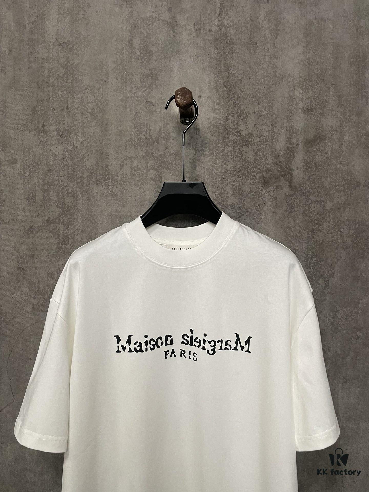 6931a1e5ccd8ab3d7af95f65 MM6 Maison Margiela 24SS Distressed Letter Puff Print Heavyweight Cotton T-Shirt