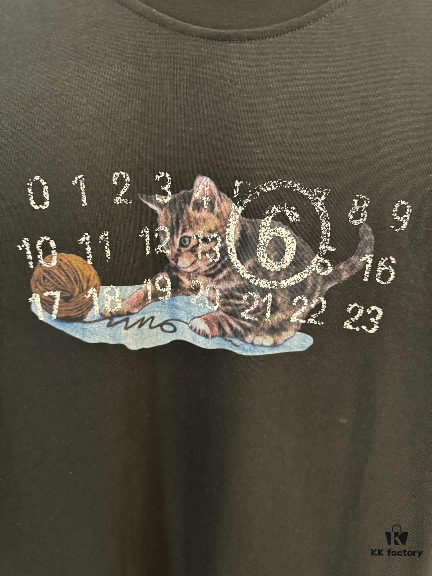 6931a1ecccd8ab3d7af95ff1 High-End Version Maison Margiela 2024 Cat Playing Ball Numeric Short Sleeve T-Shirt