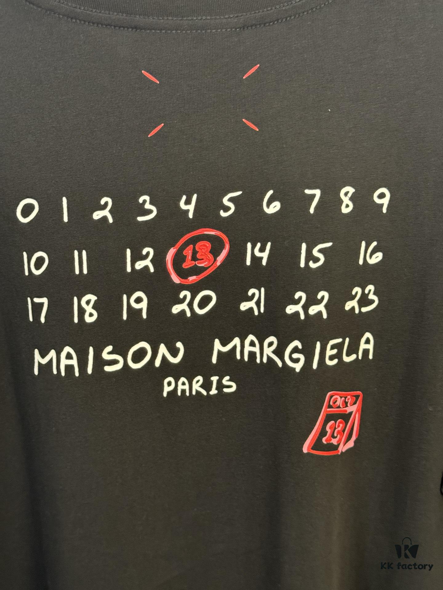 6931a1efccd8ab3d7af96020 High-End Maison Margiela MM6 2024 Slurry Print Calendar 13 Short Sleeve T-Shirt