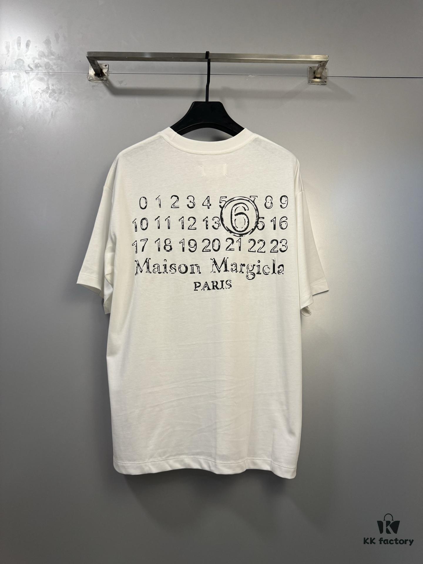 6931a1f5ccd8ab3d7af9608d High-End Maison Margiela Embroidered Chest and Calendar Loop 6 Short Sleeve T-Shirt