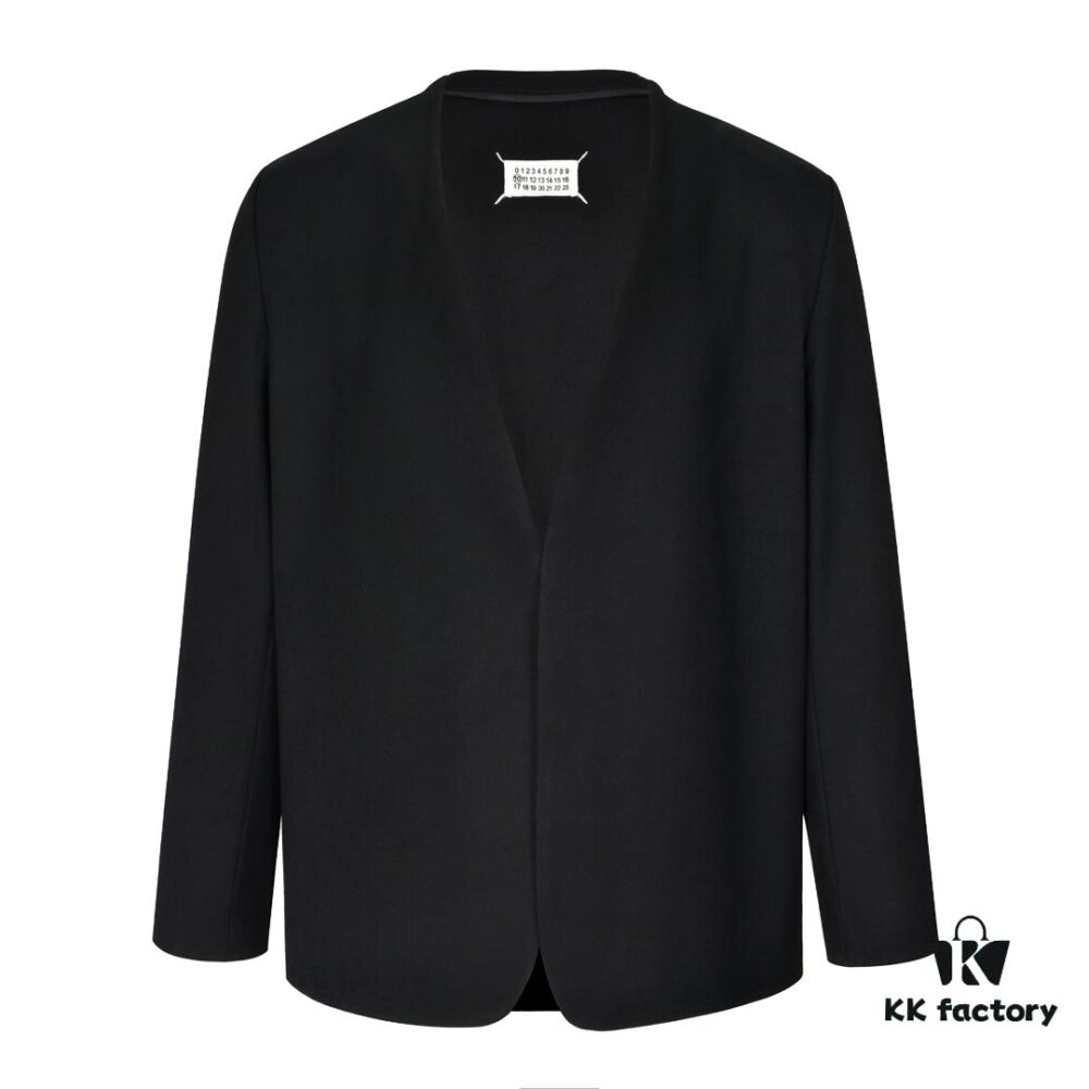 6931a20cccd8ab3d7af961d2 MM6 Maison Margiela Collarless Wool Blazer