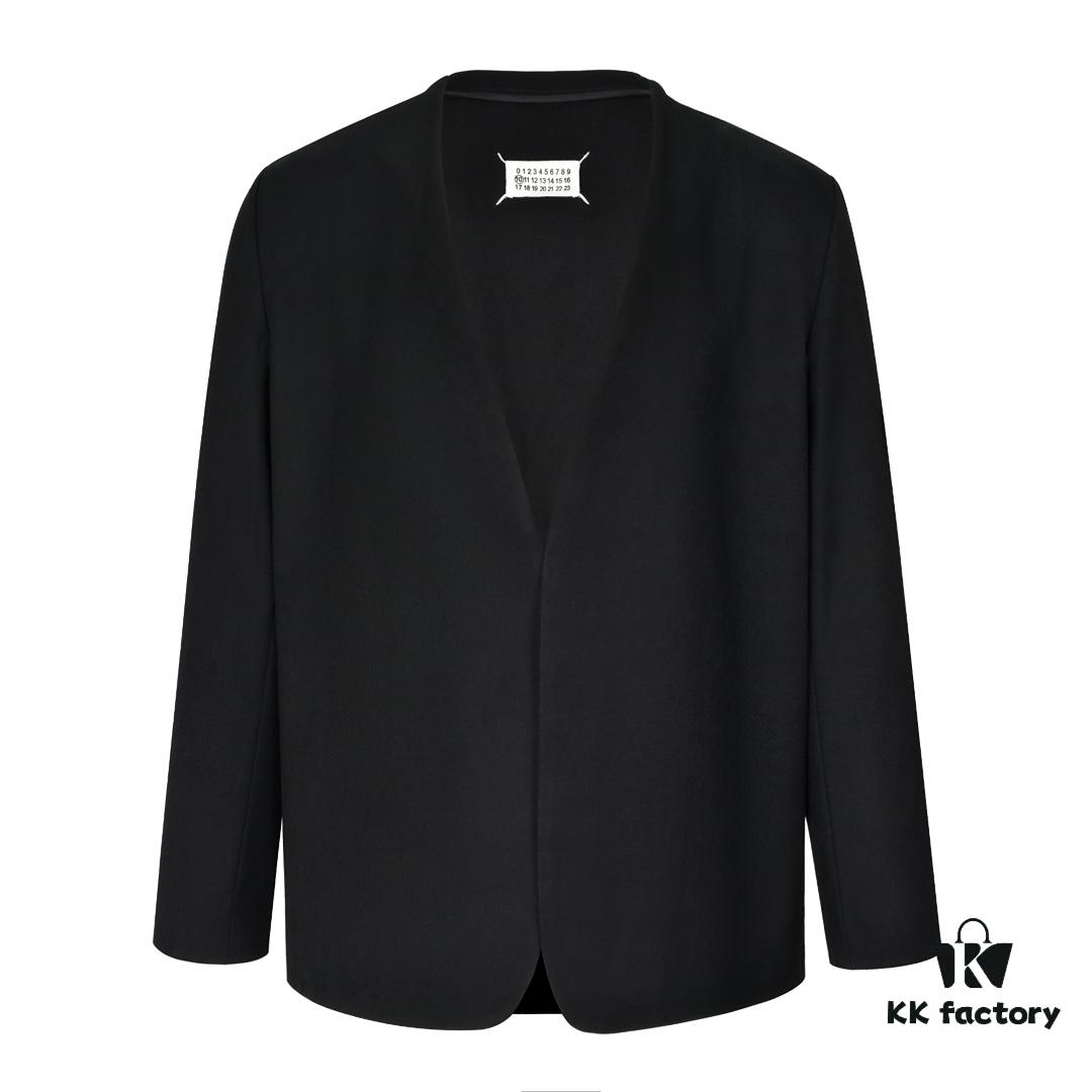 6931a20cccd8ab3d7af961d2 MM6 Maison Margiela Collarless Wool Blazer
