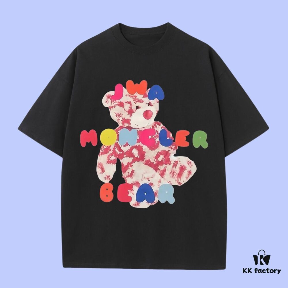 High-End Quality Moncler 2025 Fall Spring/Summer Collection Bear Short-Sleeve T-Shirt, Premium 270G 32-Count Double-Yarn Pure Cotton Fabric, Distinct from Regular Printed Tees, Relaxed Fit Unisex Design