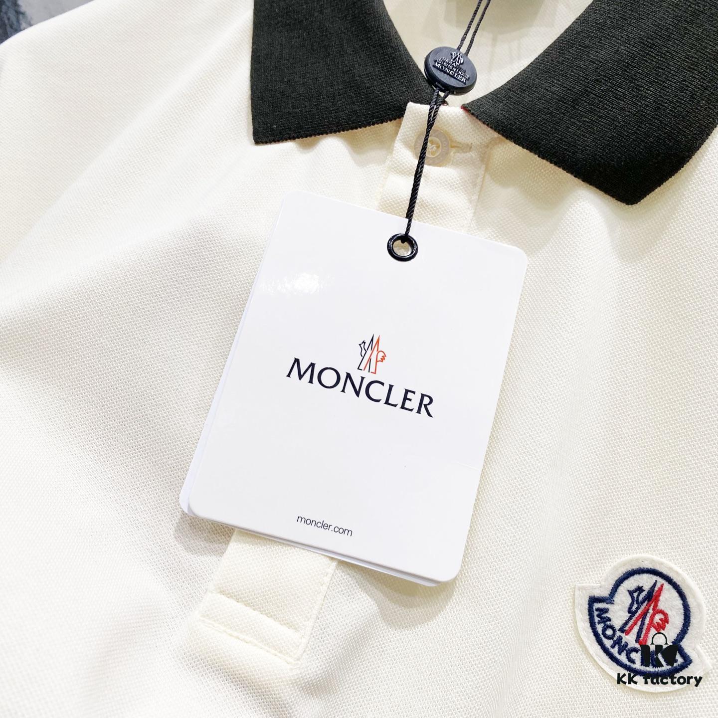 6931a221ccd8ab3d7af96372 MONCLER Turn-down Collar Polo Shirt with Contrast Trim and Branded Logo Patch
