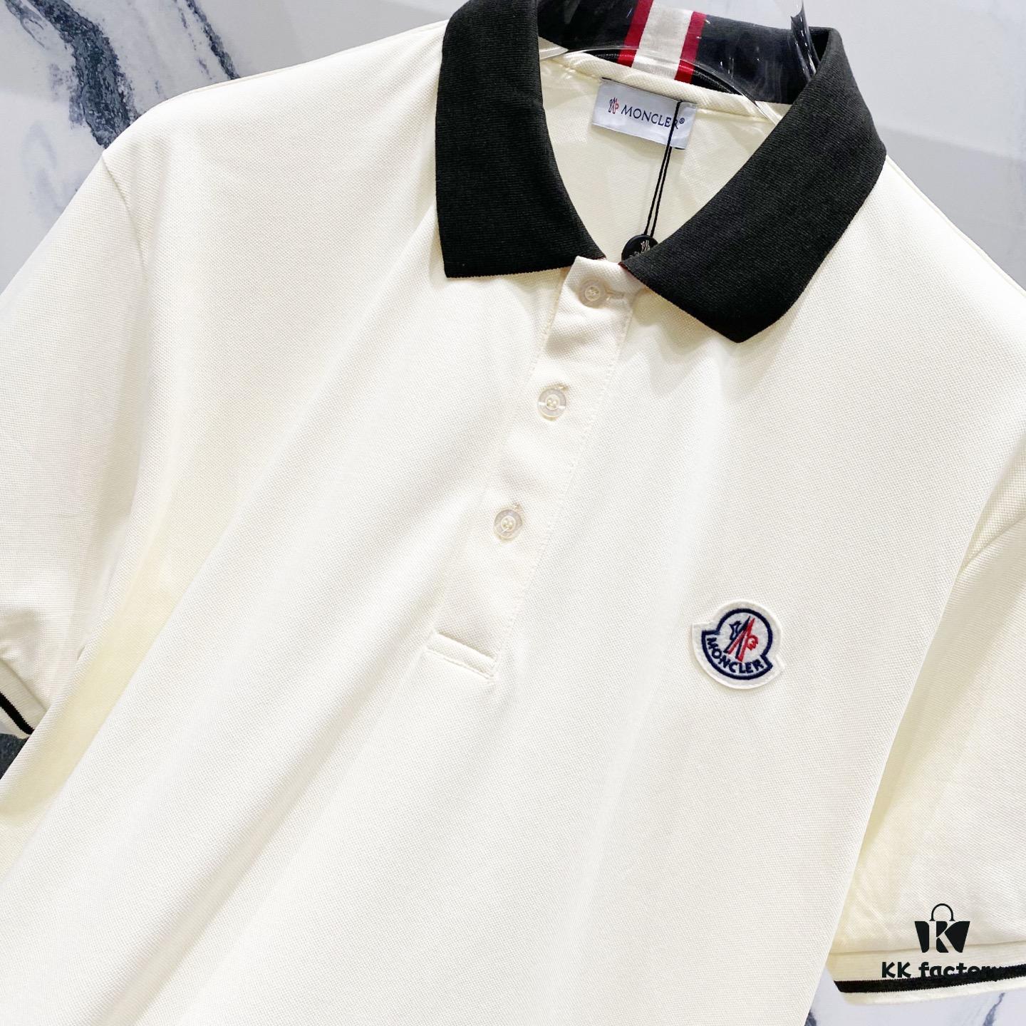 6931a221ccd8ab3d7af96373 MONCLER Turn-down Collar Polo Shirt with Contrast Trim and Branded Logo Patch