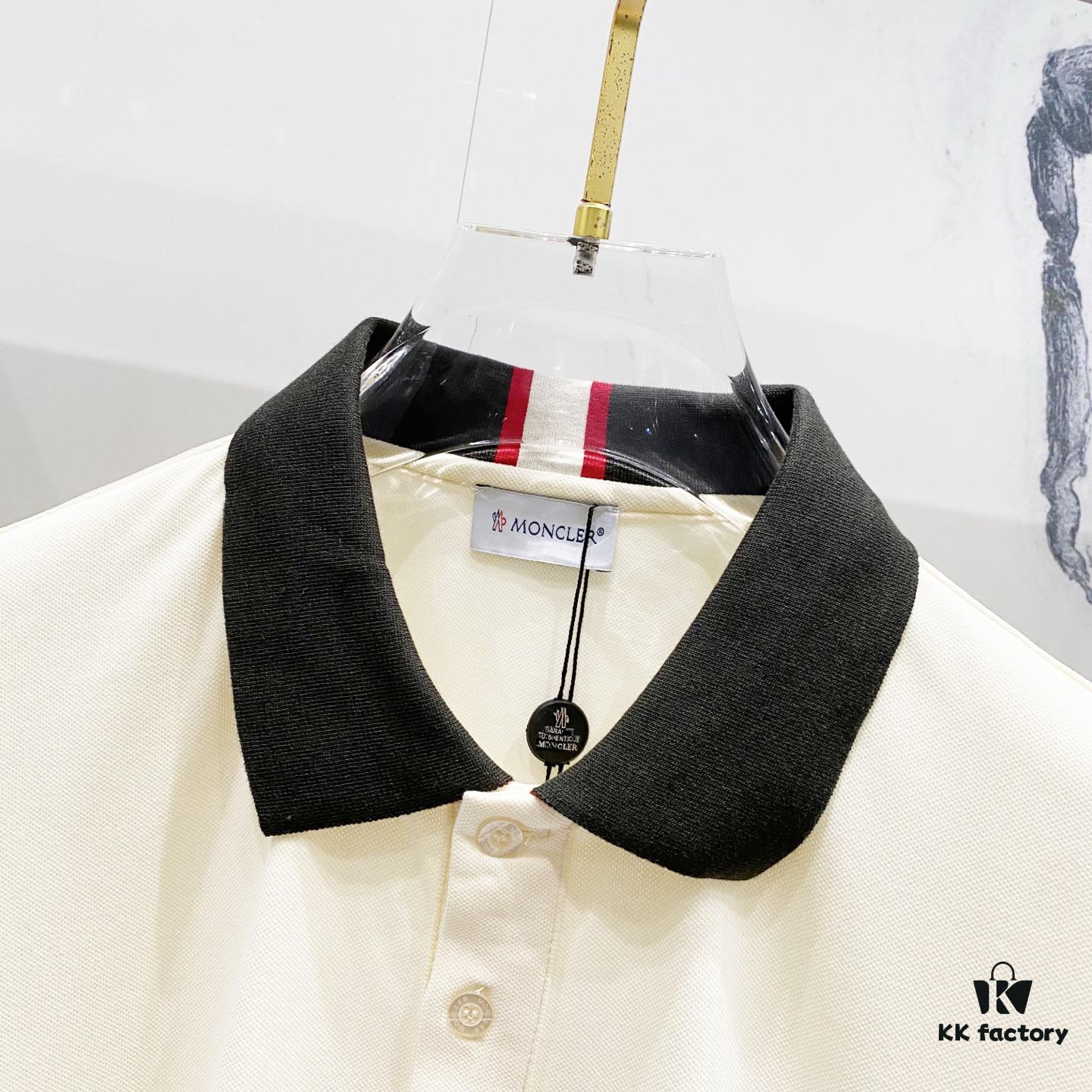 6931a221ccd8ab3d7af96374 MONCLER Turn-down Collar Polo Shirt with Contrast Trim and Branded Logo Patch
