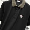 6931a222ccd8ab3d7af9637b MONCLER Turn-down Polo Shirt with Contrast Collar and Brand Logo Badge