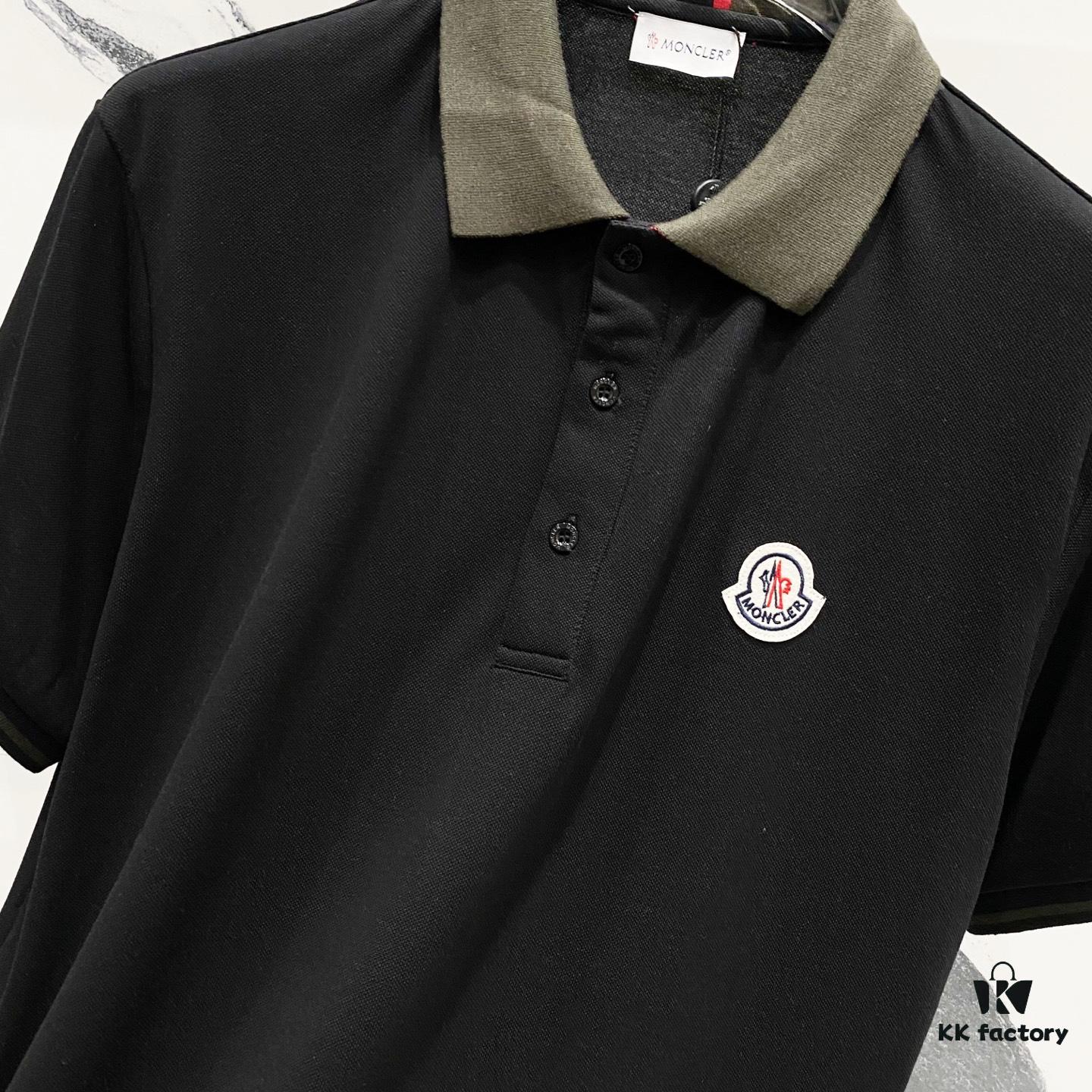 6931a222ccd8ab3d7af9637b MONCLER Turn-down Polo Shirt with Contrast Collar and Brand Logo Badge