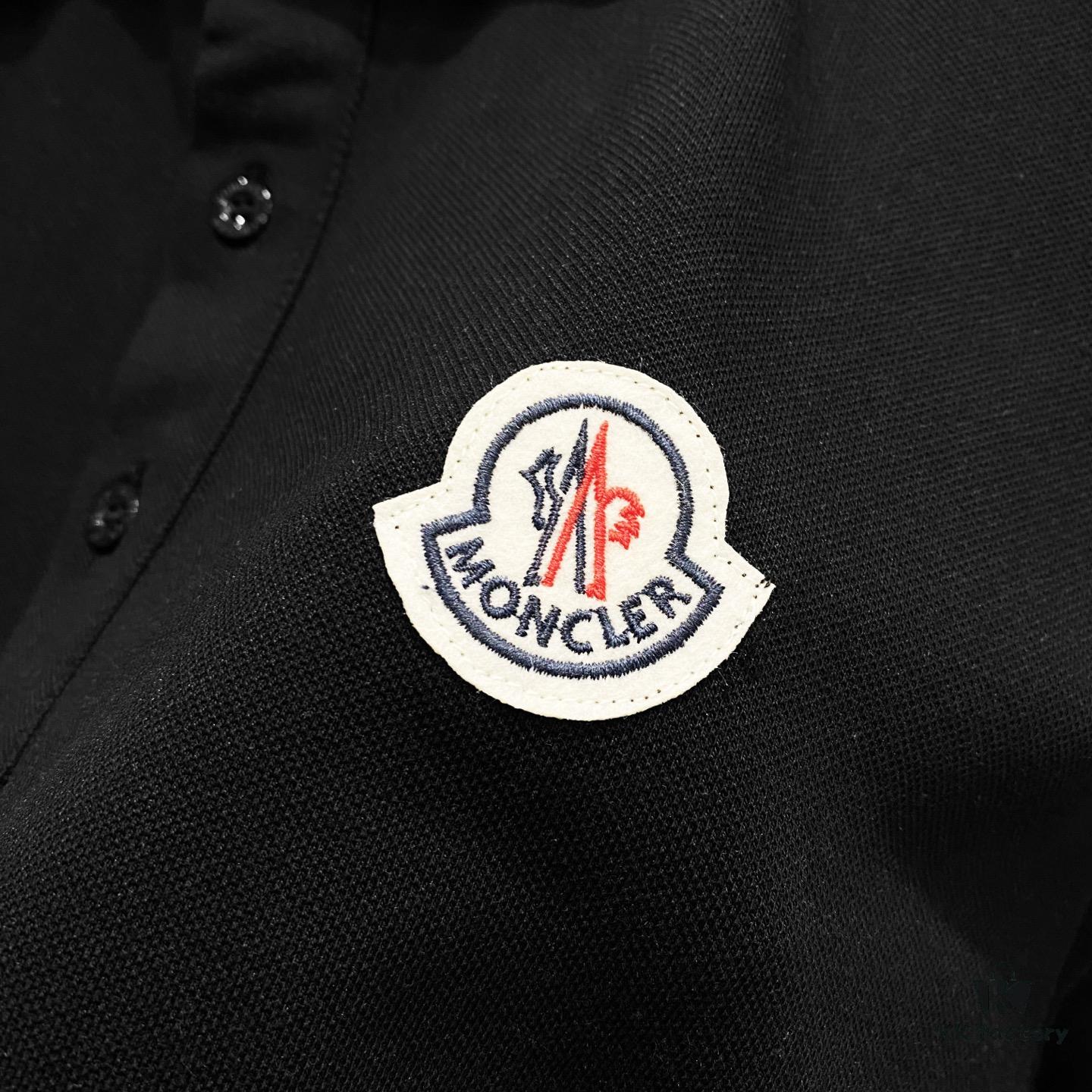 6931a222ccd8ab3d7af9637d MONCLER Turn-down Polo Shirt with Contrast Collar and Brand Logo Badge