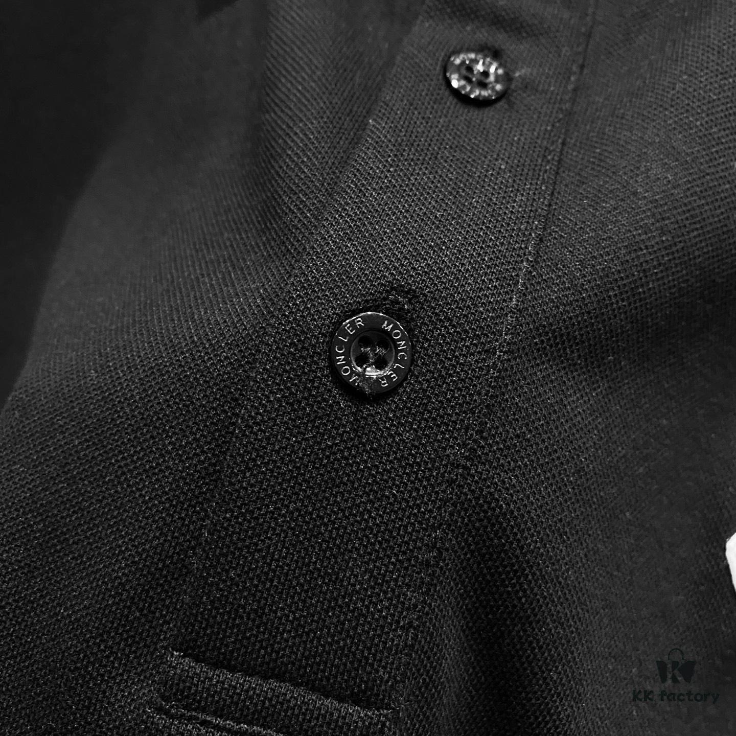 6931a222ccd8ab3d7af9637f MONCLER Turn-down Polo Shirt with Contrast Collar and Brand Logo Badge