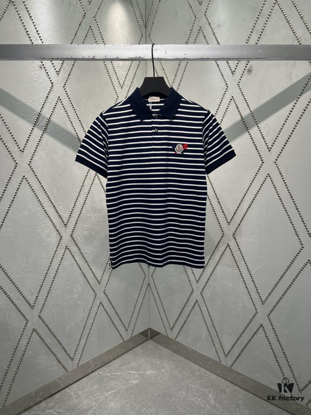6931a24dccd8ab3d7af9661e Moncler 25SS New Navy Blue Striped T-Shirt Polo Shirt with Brand Embroidery on Chest, High Version!