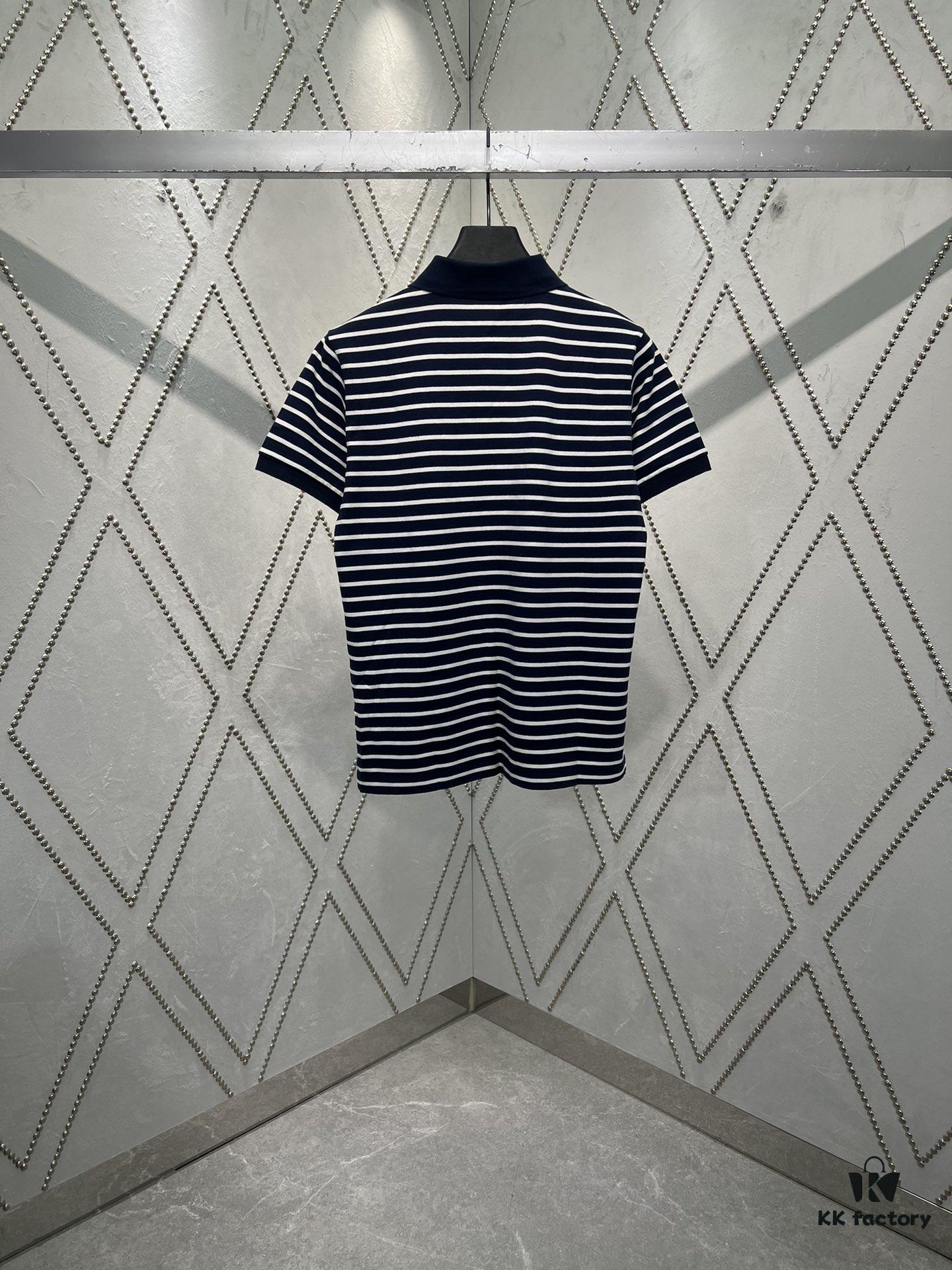 6931a24dccd8ab3d7af9661f Moncler 25SS New Navy Blue Striped T-Shirt Polo Shirt with Brand Embroidery on Chest, High Version!