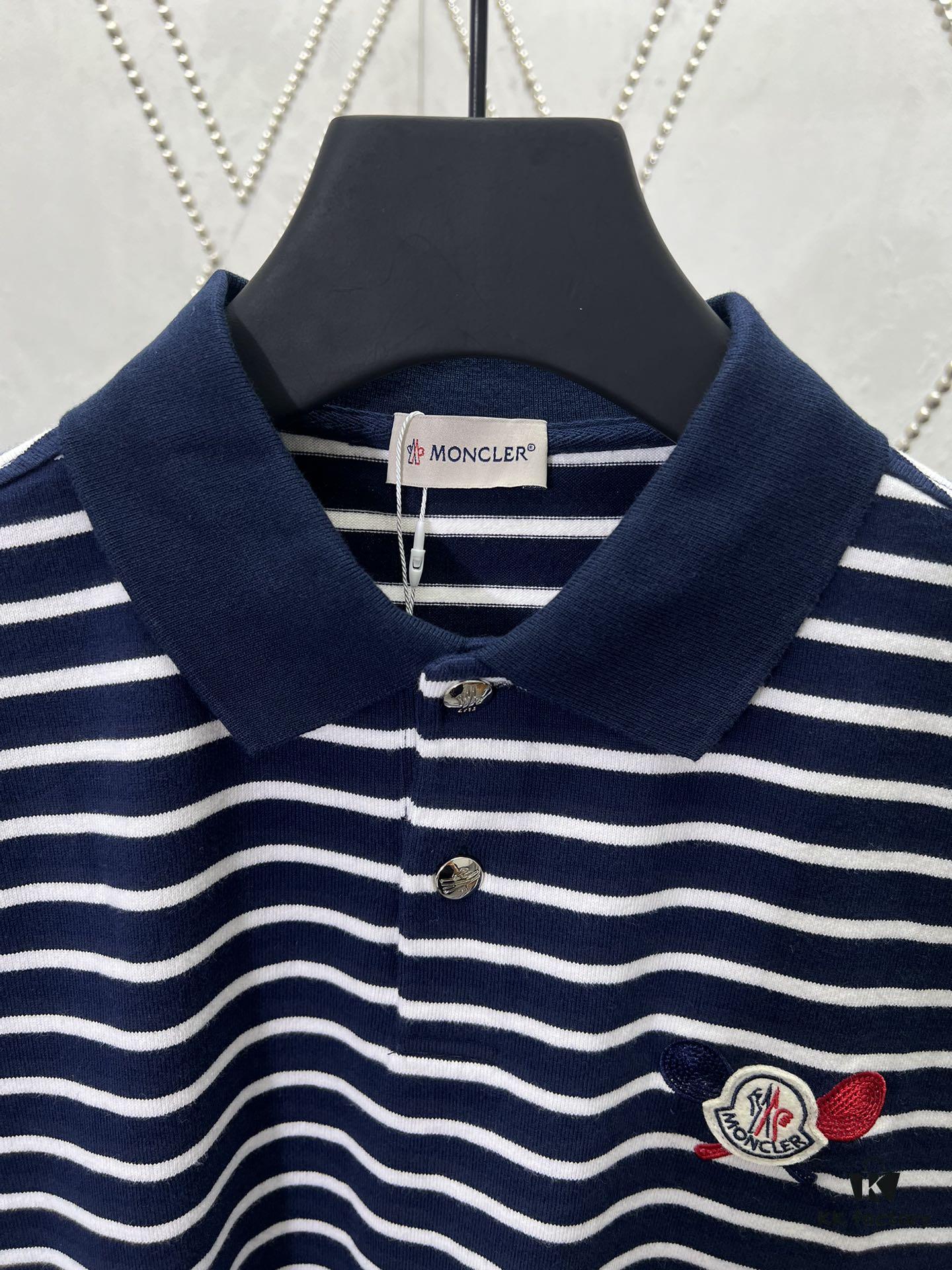 6931a24dccd8ab3d7af96620 Moncler 25SS New Navy Blue Striped T-Shirt Polo Shirt with Brand Embroidery on Chest, High Version!