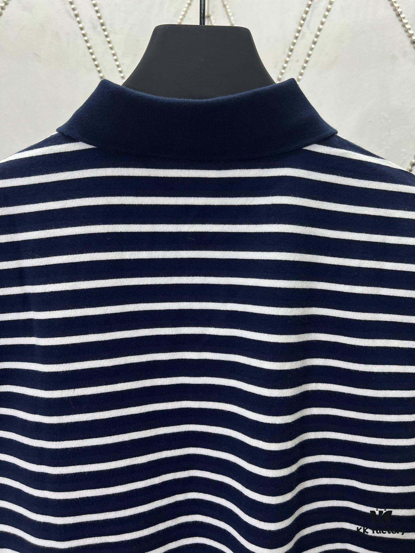 6931a24dccd8ab3d7af96623 Moncler 25SS New Navy Blue Striped T-Shirt Polo Shirt with Brand Embroidery on Chest, High Version!