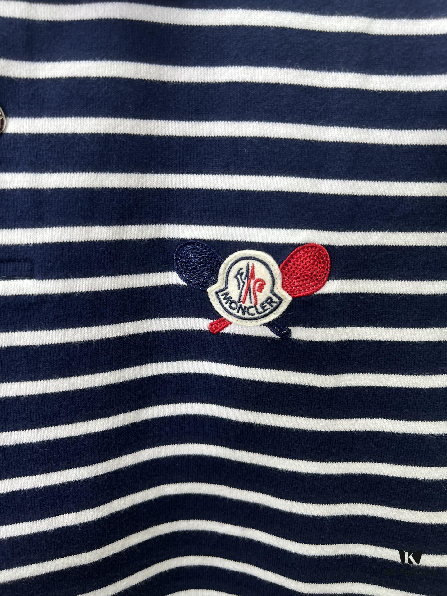6931a24dccd8ab3d7af96625 Moncler 25SS New Navy Blue Striped T-Shirt Polo Shirt with Brand Embroidery on Chest, High Version!