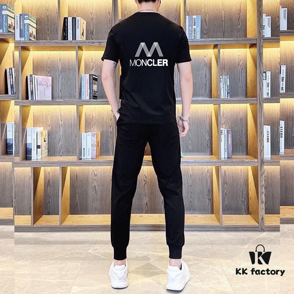 MONCLER 2025 Official Website Men's Summer High-Quality Double Mercerized Cotton Suit, Imported Premium Fabric, Trendy and Versatile Design