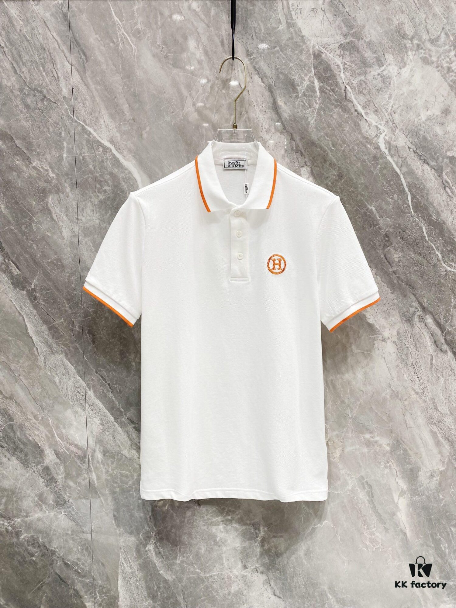 6931a25bccd8ab3d7af9673f Hermes 25SS Classic H Embroidered Short-Sleeve Polo Shirt