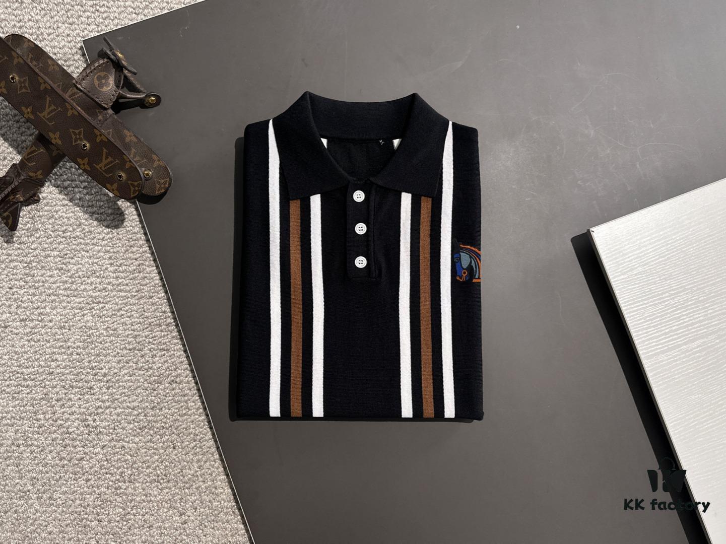 6931a25fccd8ab3d7af96766 High-Quality Hermès 2025 Spring/Summer New Men's Notched Collar Short-Sleeve T-Shirt