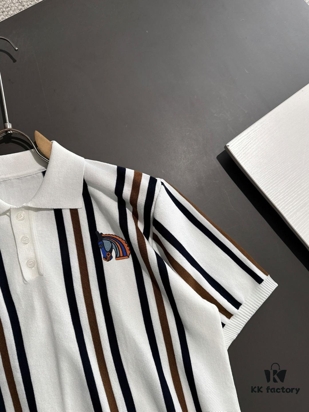 6931a25fccd8ab3d7af96769 High-Quality Hermès 2025 Spring/Summer New Men's Notched Collar Short-Sleeve T-Shirt
