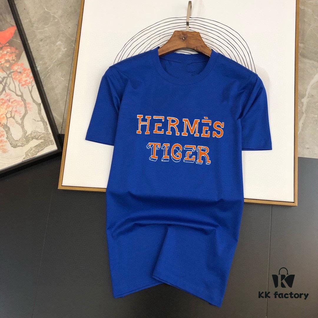 6931a262ccd8ab3d7af967ab HERMES Men's Casual Short-Sleeve T-Shirt, Premium Logo Design, Imported Silk-Cotton Fabric, Slim Fit Style, Spring/Summer 2025 New Arrival