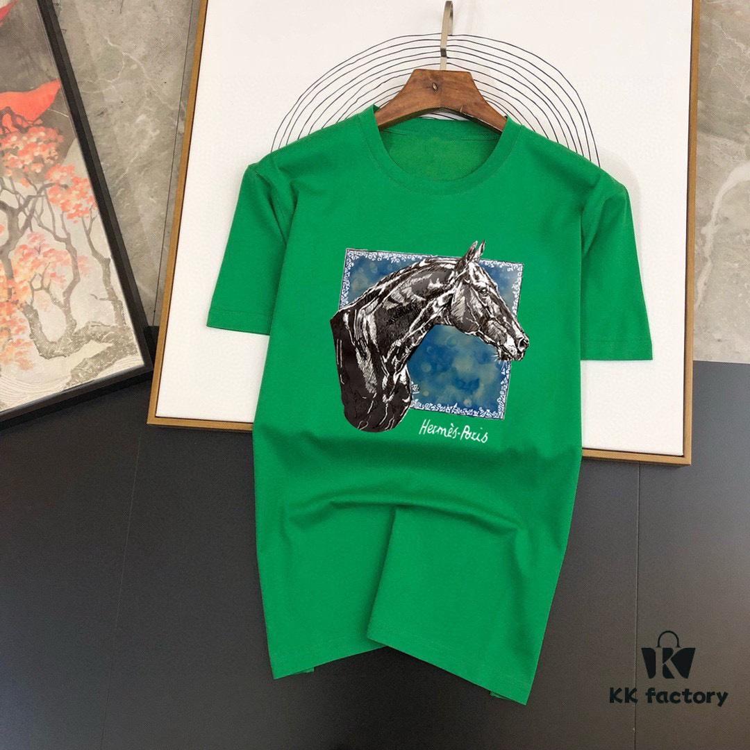 6931a263ccd8ab3d7af967b0 HERMES Men's Casual Short-Sleeve T-Shirt, Premium Logo Design, Imported Silk-Cotton Fabric, Slim Fit Style, Spring/Summer 2025 New Arrival
