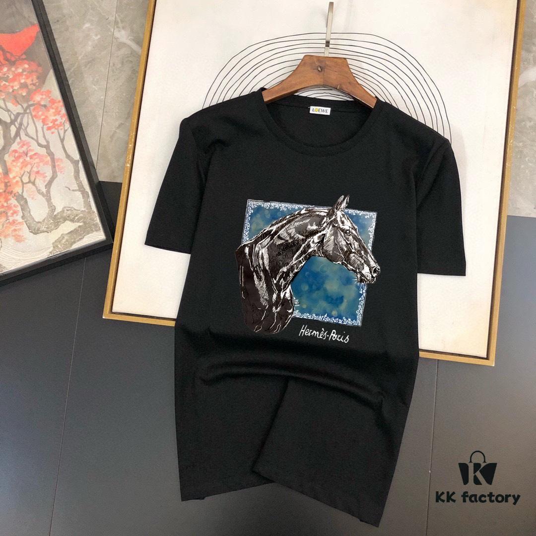 6931a263ccd8ab3d7af967b1 HERMES Men's Casual Short-Sleeve T-Shirt, Premium Logo Design, Imported Silk-Cotton Fabric, Slim Fit Style, Spring/Summer 2025 New Arrival
