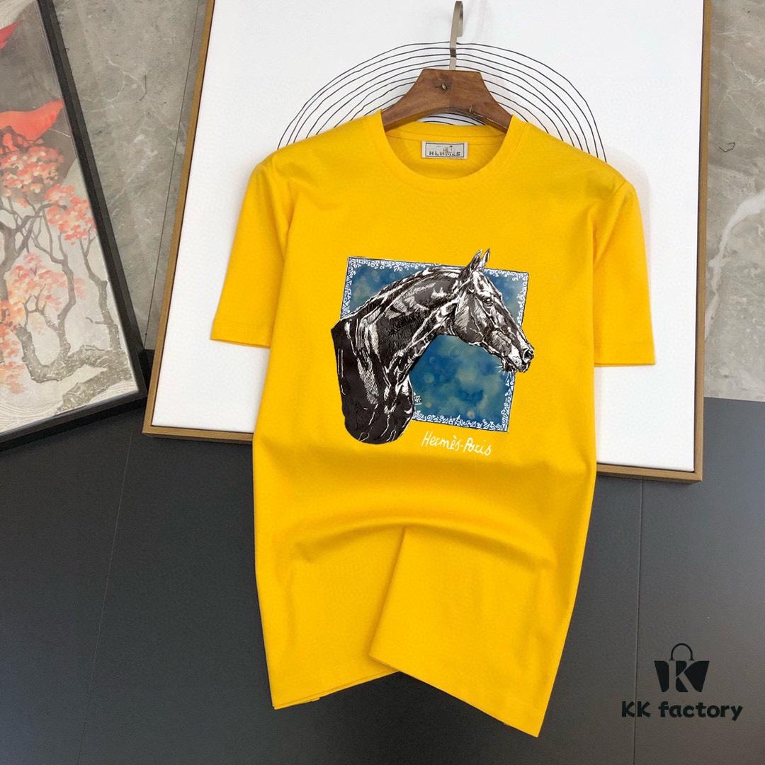 6931a263ccd8ab3d7af967b3 HERMES Men's Casual Short-Sleeve T-Shirt, Premium Logo Design, Imported Silk-Cotton Fabric, Slim Fit Style, Spring/Summer 2025 New Arrival
