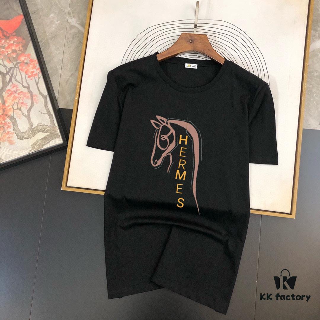 6931a263ccd8ab3d7af967b9 HERMES Men's Casual Short-Sleeve T-Shirt, 2025 Spring/Summer New Arrival, Premium Logo Embroidery, High-End Imported Silk-Cotton Fabric, Stylish and Versatile Design